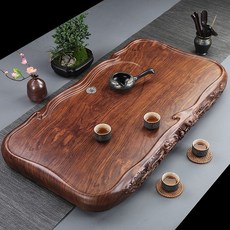 黑檀木茶盤 實木精雕雙龍戲珠 大號加厚排水茶具茶海, 大號雙龍戲珠花梨紋79x44x7cm, 1個