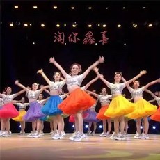 亮片上衣+大紅色蓬蓬裙 舞蹈演出服