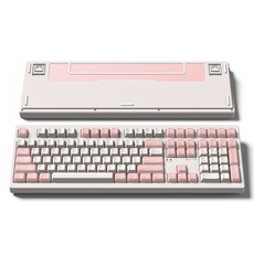 에프엘이스포츠 유무선 블루투스 풀배열 리치베리축 기계식 키보드, 크림 핑크, NX108, 제조사축