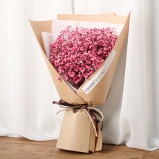 로맨틱노벰버 드라이플라워 컬러 안개꽃다발, 아쿠아블루 안개꽃다발/크라프트 - 소(S)