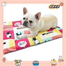 法蘭絨毛毯 刷毛加厚毛毯 可愛印花墊 大小型犬床 睡墊 被子 四季加厚睡墊 貓墊 狗墊 狗窩 貓窩laiwc, 法鬥咖啡色,S-46*34cm, 1個