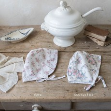 여유로미 베이직 플라워 보넷 아기 모자 엠키즈 봄 베이비모자 돌아기모자 유아모자