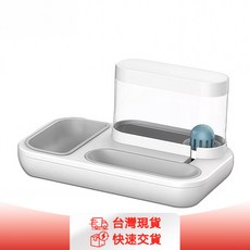 自動寵物餵食器 1500ml 雙碗設計 ABS/AS/PP材質 雪山白 簡約耐用, 白色, 1個, 1.5L