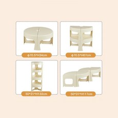 북유럽 모듈 원형 테이블 수납장 선반 진열장 모듈형 협탁 미드센츄리 분리형 가구, 조립형, 밀키_4개