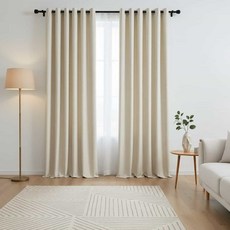 단색 커튼 암막 기능 린넨 소재 아일렛형 빛 차단 도톰한 원단 민자형 2장