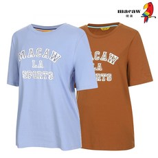 (여성)큐빅 로고 프린트 반팔 티셔츠_MMW2TR83