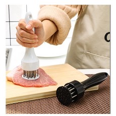 丹丹悅生活 牛排打肉器 烤肉必備 嫩肉針 鋒利鋼針 快速嫩肉 16針, 1個, 不鏽鋼鬆肉器(顏色隨機)