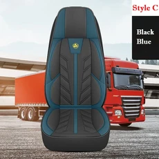 가죽 대형 트럭 버스 시트 용 고강도 쿠션 커버, 1개, C-Black Blue, 상세설명참조