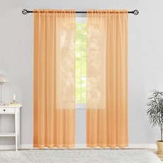 [ 1133650 ] 카르세텔리 세미 보일 쉬어 커튼 96인치 길이 2개 패널 로드 포켓 창문 거실 침실 식당용(베이지 42인치 너비 x 길이)