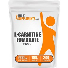 BulkSupplements.com L-카르니틴 푸마르산 - 500mg 카르니틴 보충제 L 팻 버너 파우더 (100g 3.5온스) 219629, 3.5 Ounce (Pack of 1), 100g, 1개