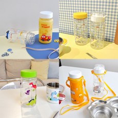 키친유 부릉부릉 빨대 물병, 혼합색상, 350ml, 1개