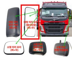 볼보 FM500 FM460 FM440 FM420 FH12 FH13 트럭 백미러 조립 부품, 1개, 수출형 대형 미러 유리 고급형 열선