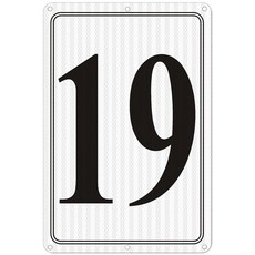i-CowFun 프리미엄 반사 금속 번호 표지판 1 - 알루미늄 12인치 X 8인치 주차 공간 실외 대형 바닥 도크 코트 통로 필드 페이드 없음 내후성, Reflective Number Signs 19, 1개