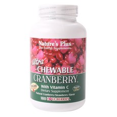 Natures Plus 蔓越莓維他命C咀嚼錠, 1個, 180顆