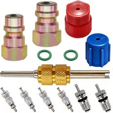 Taiss 59PCS 에어컨 밸브 코어 액세서리 키트 R12 R134a 냉매 타이어 스템 제거 도구 포함 HVAC AC 시스템 씰 캡 F 092 2347617, 11PCS