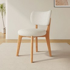 다이땅마켓 손님용의자 인테리어 등받이 간편 보조, 1개, 내추럴 우드 베이지화이트 램스울