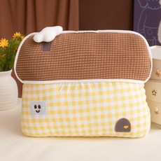 DIU 治癒系毛絨玩具童話小屋格子抱枕娃娃午睡枕牀頭靠墊腰靠毛絨玩具, 黃房子