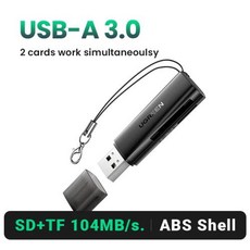 UGREEN 카드 판독기 USB3.0 및 USB C to SD MicroSD TF Thunderbolt 3 OTG 어댑터 PC 태블릿 스마트폰용 Macbook Samsung 노트북, 1개, 1) Only USB3.0