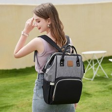 기저귀가방 랜드 엄마 기저귀 가방 대용량 여행 백팩 분실 방지 지퍼 간호 태어난 아기용 MPB01, [05] MPB01-pinkgray-pad