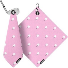 ClubSmith 골프 백 및 클럽용 마그네틱 골프 타월 45.7 x 45.7cm(18 x 18인치) 프리미엄 와플 극세사 골프 액세서리 남성/여성용 선물 및 장비 (화이트, Pink Golf Balls