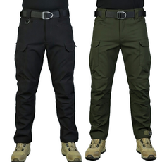 1+1 봄 여름 고급 스판 IX7 튼튼한 전술 바지 작업복 택티컬 등산 낚시 외출 춘추 전술복 작업, 블랙+카키(여름)