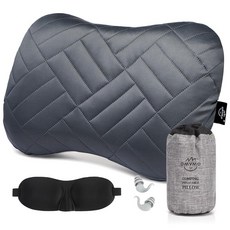 [ 694212 ] OMVMO 세탁 가능한 탈착식 커버가 있는 캠핑 베개 - 목 요추 지지용 초경량 공기 주입식 베개 실리콘 무소음 이어플러그 및 3D 수면 아이 마스크 포함, [ 694212 ] OMVMO 세탁 가능한 탈착식 커버