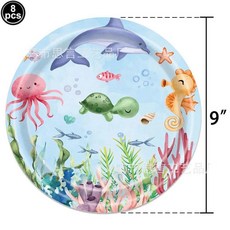 바다 아래 파티 호의 동물 마시는 빨대 케이크 선물 상어 테마 생일, 1개, 9. 다크 그레이