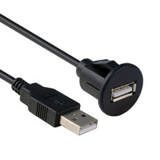 자동차 USB 오디오 방수 케이블 소켓 USB 2.0 자동 대시보드 모터사이클 플러시 마운트 패널 AUX 리드 연장 코드 어댑터, 1개