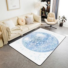 Jejeloiu 여아용 디스코 미러 볼 부분 러그 7.6 x 12.7cm(3 x 5인치) 블루 꿈꾸는 거실 러그 어린이 소년 청소년 트렌디한 디스코 장식 러그 여성용 실내 바닥, 3'3" x 4'11" (Rectangular), 라이트 블루