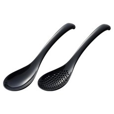 AKEBONO 曙產業 湯匙濾匙組 L, 1組, 湯匙 + 有孔濾匙, 黑色