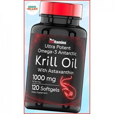 남극 크릴 오일 1000mg 아스타잔틴 포함 적색 200mg 인지질 120mg EPA 80mg DHA 200, 남극 크릴 오일 1000mg - 아스타잔틴 포함 적색