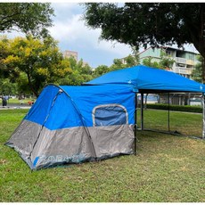 雪之屋 側掛帳篷 - 二門二窗 客廳帳專用邊帳, 黑膠全色卡其（塑鋼拉鍊）