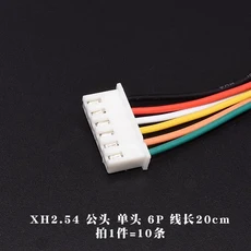 JST XH2.54 와이어 케이블 커넥터 2P 6 핀 피치 수컷 플러그 소켓 10cm 길이 26AWG 10PCs, 01 10CM 100MM, 06 6P Male(10PCS)
