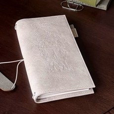 古董風皮質旅遊手帳本 隨身記錄日記本子, 古董花園手賬本 銀鹽 空白內頁, 1個