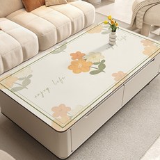 茶几墊桌墊防油防水皮革茶幾桌布硅膠餐桌墊子臺布輕奢高級感客廳, 1個, 雲景淺青,90x90cm