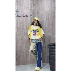 歐美潮牌撞色牛仔拼布褲，柔軟舒適，潮流有型，兒童時尚必備單品