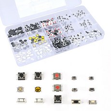 [ 1240283 ] QTEATAK 300개 15밸류 마이크로 순간 촉각 푸시 버튼 스위치 택트 모음 키트, 300개 15가지