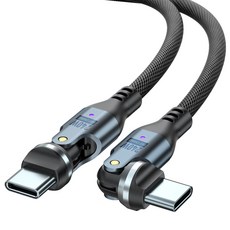 이하니 540도 회전 커넥터 충전 케이블 C to C타입 PD 240W, 1개, 블랙, 1m