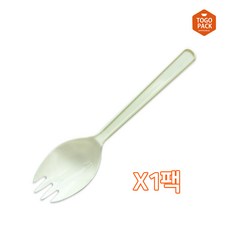 16cm 일회용 숟가락포크 개별포장 아이보리 100개입 (스포키/수저포크일체형), 100개, 1개