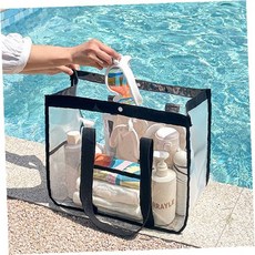 투명소재 비치가방 방수기능 수영장 해변용 여름휴가 물놀이 대용량수납 어깨끈, 상세페이지 참조