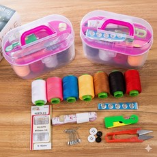 가정용 반짇고리 세트 휴대용 바느질 키트 쪽가위 실 바늘 10종 수선용품 수예용품 미니반짇고리