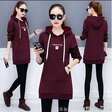 라오농 여성 티셔츠 컬러 귀여운 고양이 롱 후드 ~3XL 도톰 긴팔 코트+ jin01x