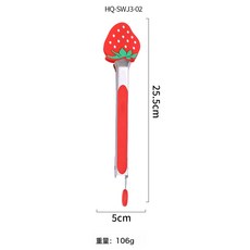 DFMEI 不鏽鋼水果食品夾硅膠食物夾烤肉夾家用廚具料理夾多功能夾子, 1個, 草莓食物夾:如圖