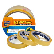 알파 OPP테이프 16mmx25M 1팩 3입, 4세트