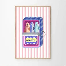 핑크 통조림 정어리 캔버스 인쇄 어부 미적 벽 아트 포스터 현대 거실 주방 홈 장식 선물, 05 50x75cm No Frame, 05 CT-69-9, 1개