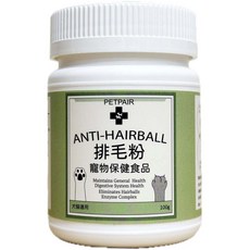 PETPAIR 寵物排毛粉100公克 Anti-Hairball 喵皇專用 天然無負擔 幼貓 成貓 老貓, 1個, 毛球 + 腸道健康, 100顆