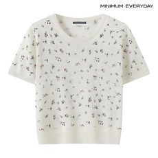 [백화점 홈쇼핑 정품] 미니멈 [미니멈 에브리데이]데일리 라운드 플로럴 패턴 반팔 니트 (EC2KT045D)
