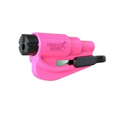 레스큐미 오리지널 비상 열쇠고리 자동차 탈출 도구 2-in-1 안전벨트 커터 및 창문 차단기 미국산 라임 그린 - 컴팩트 해머, Pink, 1개