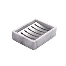 고급 호텔 대리석 비누받침 비누홀더 4컬러, 1개, D. 화이트 천연 대리석 + 무광 실버 스테인리스 스틸