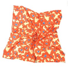 Shanlin 꽃무늬 면 반다나 55.9x55.9cm(22x22인치) 데이지-그린, 오렌지-블루